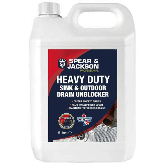 Spear and Jackson - Heavy Duty Sink and Drain Unblocker Gel - 5L - Powerful Formula- Indoor and Outdoor