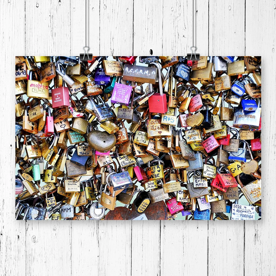 'Padlocks Lovers Pont des Arts Bridge Paris France' Photographic Print