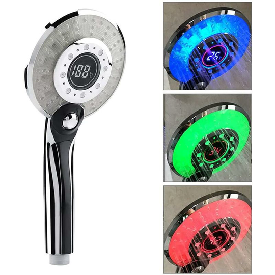 Litzee - Shower Head, Digital Display Handheld Bidet Sprayer Luxury Shattaf Tool Portable Hand Held Shower Tool Head with 3-Color Temperature Control