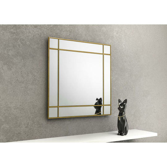 Vanity Industiral Design Gold Square Wall Mirror - Leah