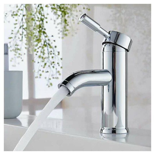 Single Hole Lavatory Faucet, with Hot and Cold Water Splash Proof Lavatory Faucet, Lead Free Chrome Plated Stainless Steel Faucet