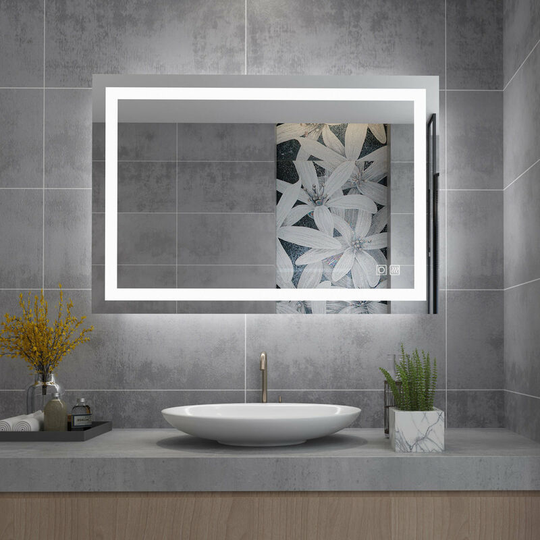 Lisa - 900x600mm Led Bathroom Mirror With Shaver Socket Illuminated Backlit Light Up Mirror Daylight Warm Light Dimmable Anti Fog Switch