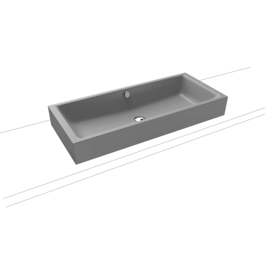 Grey Steel Enamel Rectangular Inset Basin Bathroom Sink with Overflow