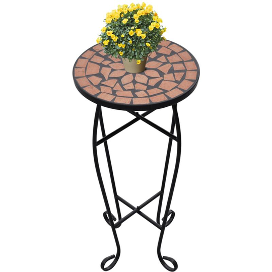 Mosaic Side Table Plant Table Terracotta - Orange