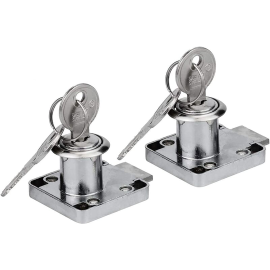 Perlerare - Set of 2 Stainless Steel 22mm Drawer Cam Lock with 2 Keys for Cabinet Office Wardrobe Cupboard