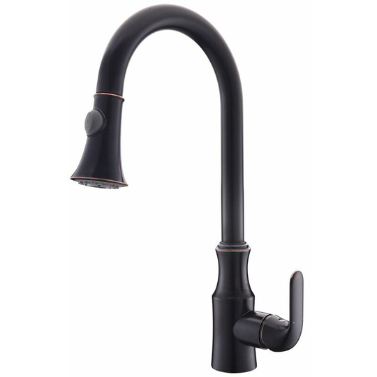Solid Brass Single Handle Pull-Out Kitchen Faucet Brushed Nickel