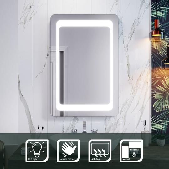 Elegant - Rectangular Front-Illuminated led Bathroom Mirror with Light Sensor + Demister 900 x 600mm