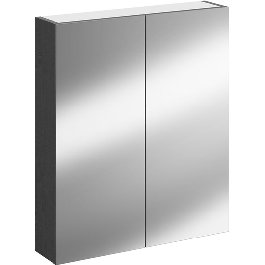 Napoli Nero Oak 600mm Wall Mounted Mirrored Cabinet - Nero Oak