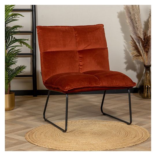 Velvet Armchair Malaga Copper - Brown, Yellow