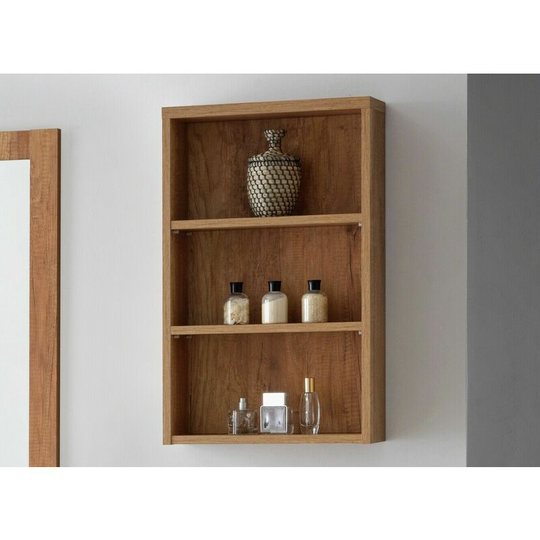 Bathroom Wall Cabinet Shelf 400mm Slimline Shelving Storage Wall Unit Oak Effect Classic - Oak Finish