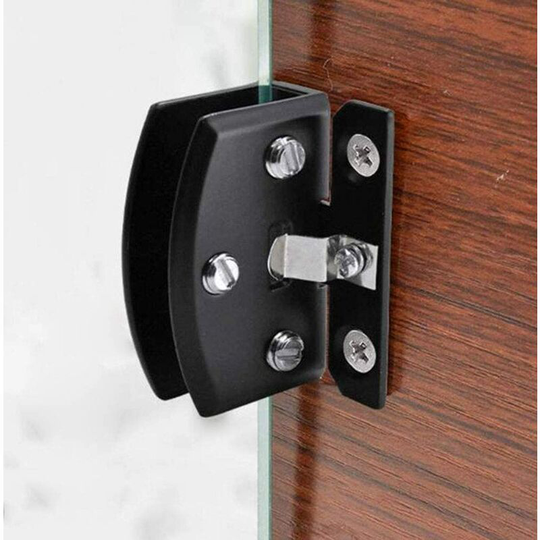 Gift - 1 Pair Glass Door Hinges Showcase Wine Cabinet Clip Door Hinge Replacement Parts, Suitable for 5-8mm Thick Glass