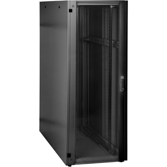 Rack Cabinet 19 Mobirack standing 47U Width 800 Depth 1200 Black Glass Door - Rackmatic