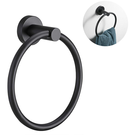 Towel Ring for Bathroom 1 Pack, Kitchen Bath Circle Towel Holder Hangers Wall Mount Heavy Duty Storage Stainless Steel-Black