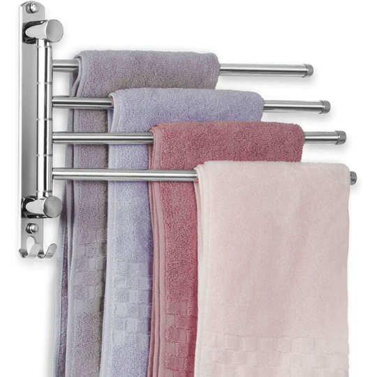 Betterlifegb - Towel rack Bathroom with 4 bar 180 ° Rotating Towel dryer Stainless steel SUS304 34cm Wall-mounted towel holder Towel dryer for