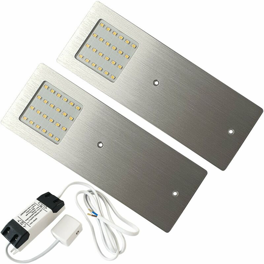 2x aluminium Ultra-Slim Rectangle Under Cabinet Kitchen Light & Driver Kit - Natural White led