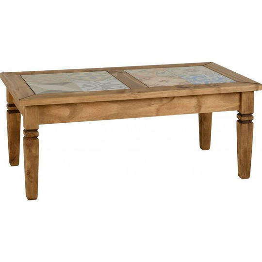 Salvador Ceramic Tile Top Solid Pine Coffee Table - Seconique