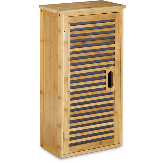 Bamboo Bathroom Cabinet Size: 66 x 35 x 20 cm with 2 Shelves with Storage Space for Bathroom Accessories Wall Cabinet or Standing Cupboard for the