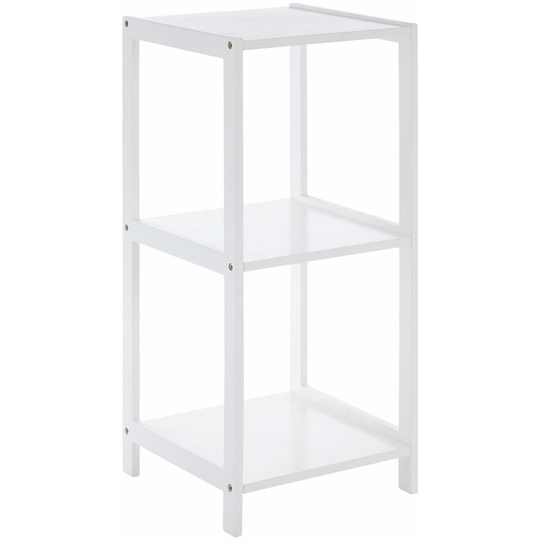 3 Tier Pine Wood Bathroom Shelf With Square Shelves White Finish Bathroom Organiser / Storage Shelving Unit For Garage Shelves 36 x 78 x 36 - Premier