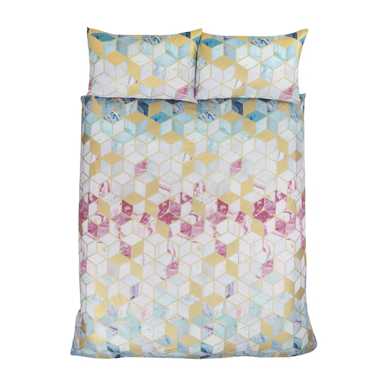 Destin Pink/Blue/Beige 132 TC Duvet Cover Set