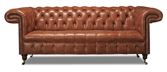 Indianola Leather 3 Seater Chesterfield Sofa