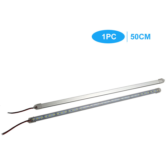 12V Under Cabinet Strip Lights Car led Interior Strip Light Rigid Hard Bars Tube Transparent Cover, 50cm,1PC,model: 50cm 1pcs