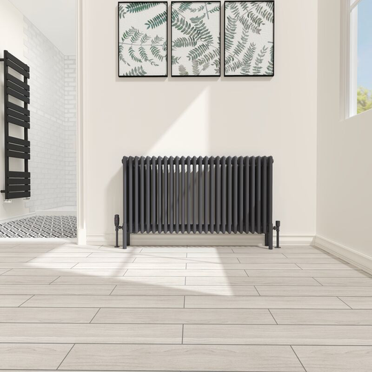 Traditional 4 Column Radiator Cast Iron Style Heating Rads Horizontal Anthracite 600x1190mm