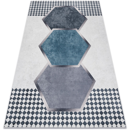 ANDRE 1863 washing carpet diamonds, geometric anti-slip - white / black multicolor 120x170 cm