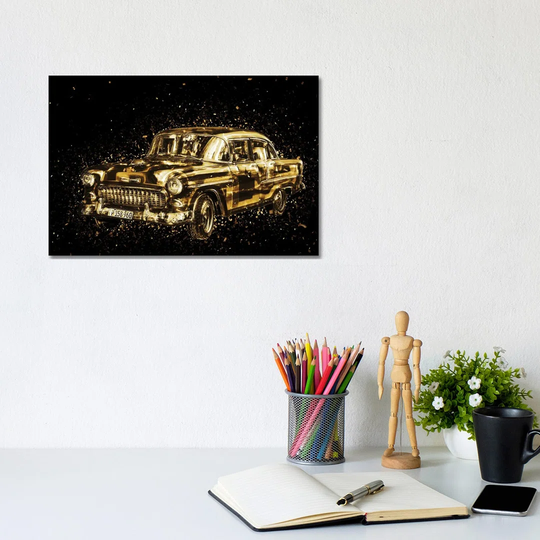 Golden - Classic Car by Philippe Hugonnard - Wrapped Canvas Art Prints