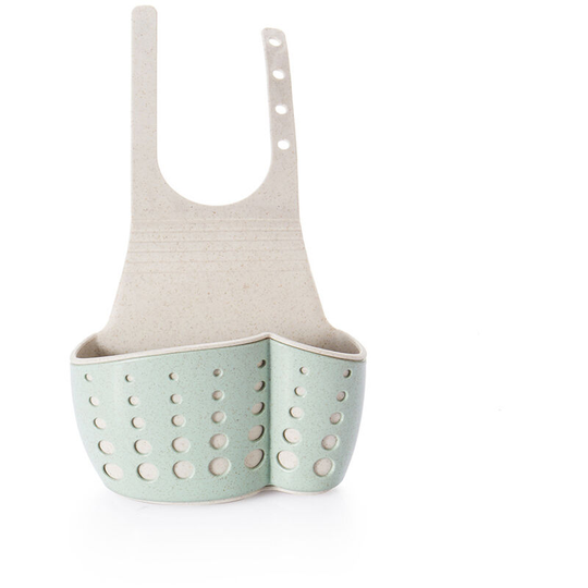 Kitchen Sink Faucet Hanging Bag Wheat Fiber Double-deck Drain Basket Storage Rack Supplies Tools of Kitchen,model:Green - model:Green