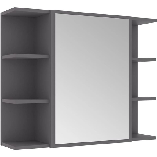 Vidaxl - Bathroom Mirror Cabinet Grey 80x20.5x64 cm Engineered Wood Grey