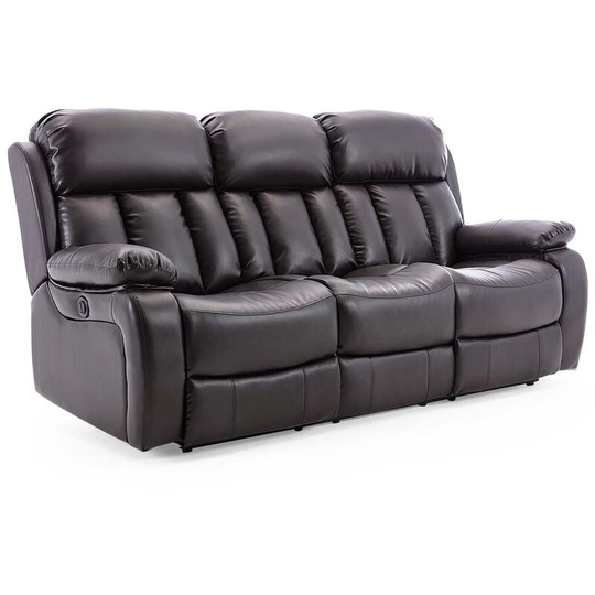 More4homes - chester high back manual bond grade leather recliner 3+2+1 suite sofa armchair set brown 3 seater - Brown