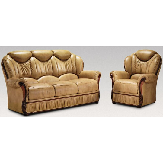 Turin 3 Seater + Armchair + Armchair Genuine Italian Nut Leather Sofa Suite Offer