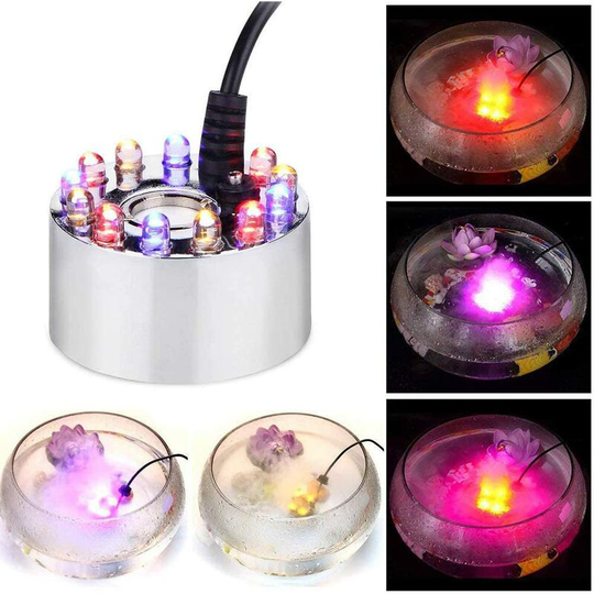 Betterlifegb - Ultrasonic Mist Maker Fogger Air Humidifier 12 led Fountain Fountain Pond with Silver ac Adapter