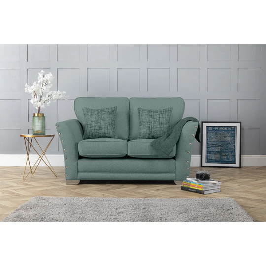 2 Seater Sofa Linen Mink Sleek Modern Design, Luxury Fabric, Made In England