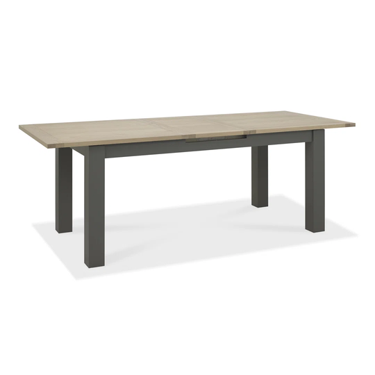 Oakham Dark Grey/Scandi Oak 6-8 Extension Table With 6 Spindle Chairs In Scandi Oak