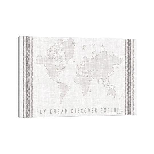 Fly, Dream, Discover, Explore Map by Cindy Jacobs - Graphic Art on Canvas