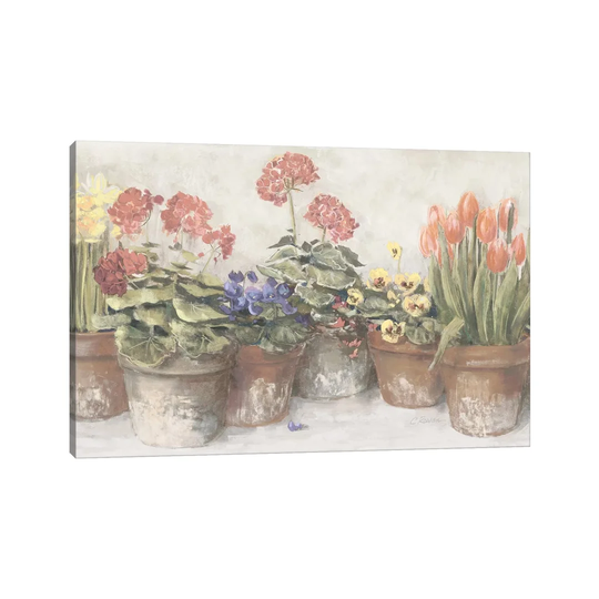 Spring in the Greenhouse Neutral by Carol Rowan - Graphic Art Print on Canvas