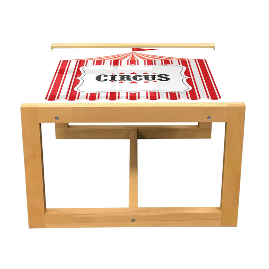 Circus Coffee Table, Circus Tent Flagpole Classic Festival Joy Leisure Theme Art Print, Acrylic Glass Center Table With Wooden Frame For Offices Dorms