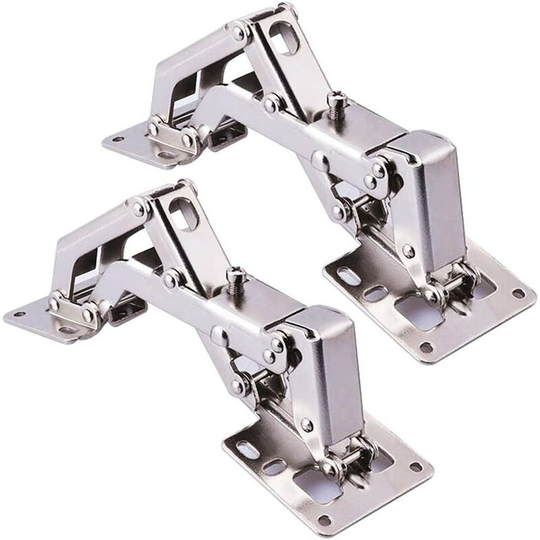 2 x Stainless Steel Folding Kitchen Cabinet Hinges Adjustable 130-175 Degree Cabinet Door Hinge