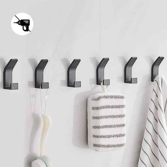 Perleraregb - 6 pieces of self-adhesive hooks, bathroom towel hooks, adhesive stainless steel wall brackets, suitable for bathroom, kitchen, office