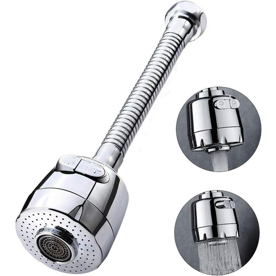 360 Degree Faucet Aerator Swivel Faucet Head 2 Modes Adjustable Shower Head Filter Sprayer for Kitchen Bathroom (Long)