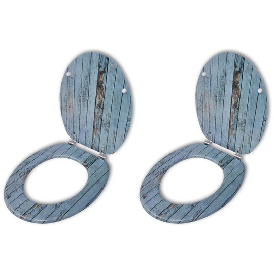 Toilet Seats with Hard Close Lids 2 pcs mdf Old Wood VD18803 - Hommoo