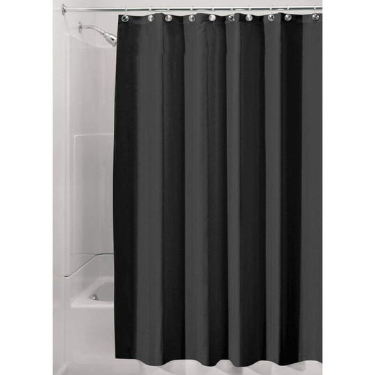 Fabric Shower Curtain Washable Polyester Bathtub Curtain Size 180.0cm x 180.0cm Waterproof Curtain With Reinforced Hem Black