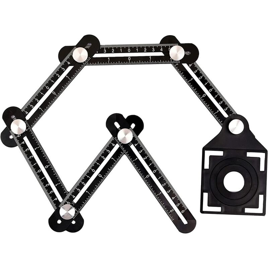 Multi-Angle Measuring Ruler,Betterlife Aluminum Alloy Six-Sided Template Tool, Multi-Angle Measuring Tool, with Punch, Ceramic Tile Drilling Guide,