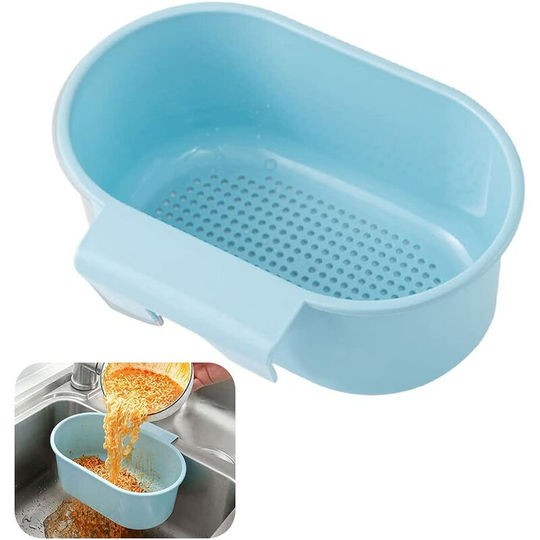 Sink Drain Strainer Basket, Multi-Function Sink Strainer Kitchen Food Collector for Filtering Kitchen Waste and Washing Vegetables and Fruits (Blue)
