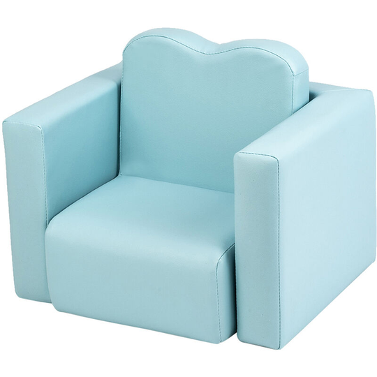 2in1 Children Sofa Multi-Functional Kids Armchair Sofa and Table-Blue - Blue