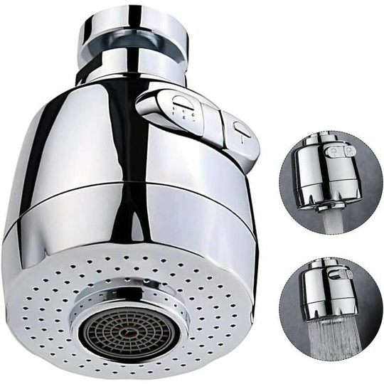 360 Degree Faucet Aerator Swivel Faucet Head 2 Modes Adjustable Shower Head Filter Sprayer for Kitchen Bathroom (Short)