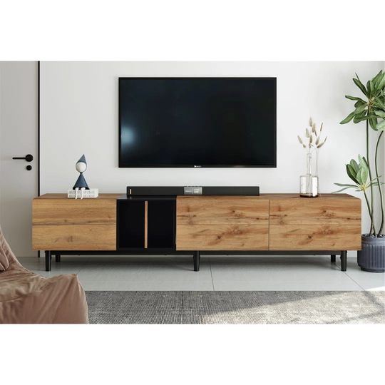 Modern Colour Blocking TV Stand With 2 Storage Compartments & 3 Cabinets