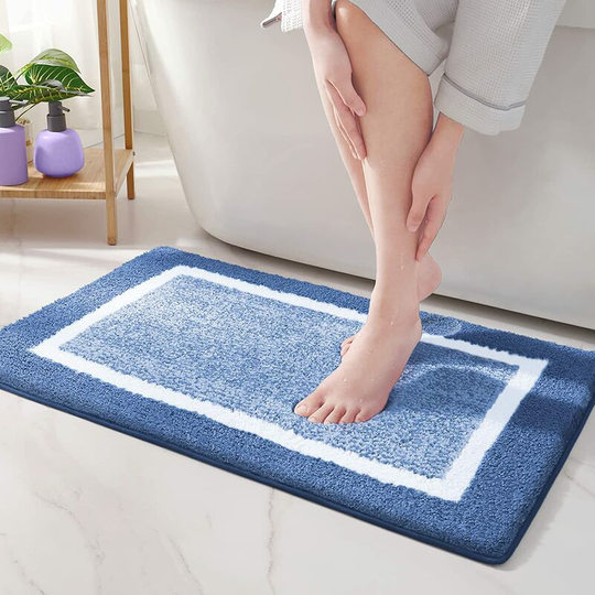 Perlerare - 45x65cm Non-Slip Bath Mat, Machine Washable Absorbent Shower Mat, Soft for Bathroom, Kitchen - Marine