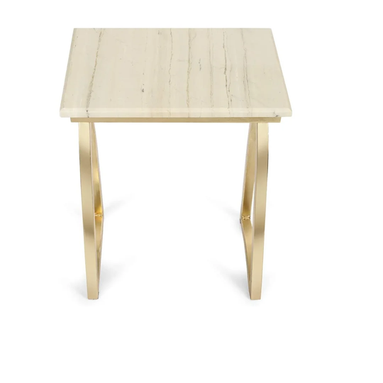 Cesar Marble Top with Painted Iron Steel Frame Side Table